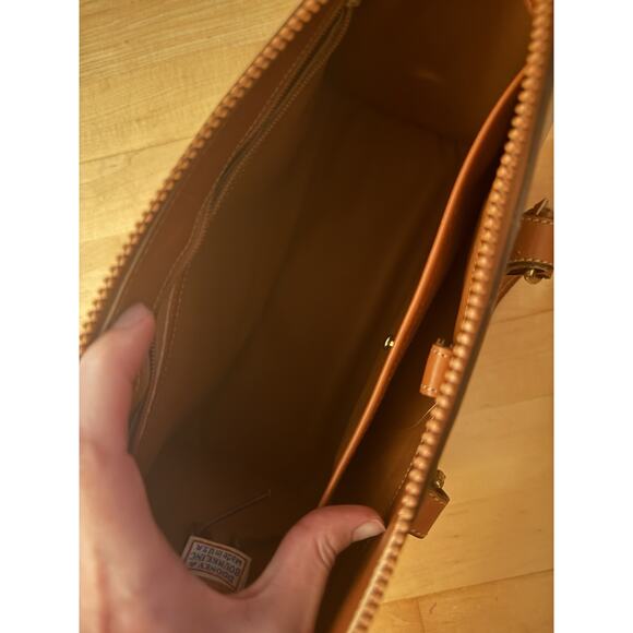 Dooney & Bourke Satchel Zip Top Handle Case Vintage Brown White Equestrian Bag - Picture 7 of 10